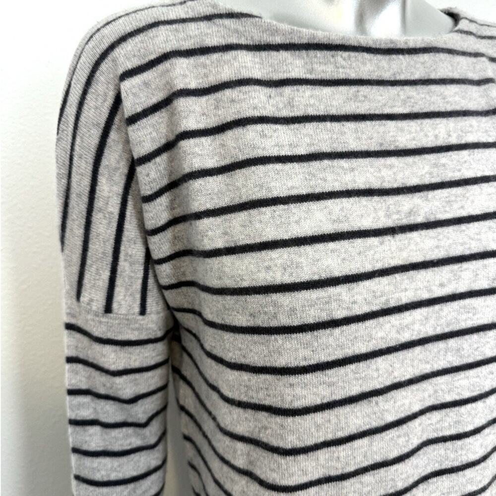 Margaret O’Leary 100% Cashmere Sweater Women’s XS Melange Gray Stripe